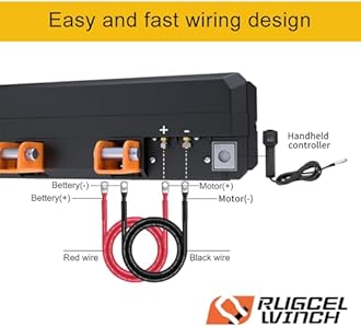 RUGCEL WINCH Portable Winch 12V DC Electric Utility winch,4500lb/2041kg Single Line Pull with Steel Mounting Plate, Integrated Hawse Fairlead and Synthetic Rope,Infrared remote control,atv utv winch