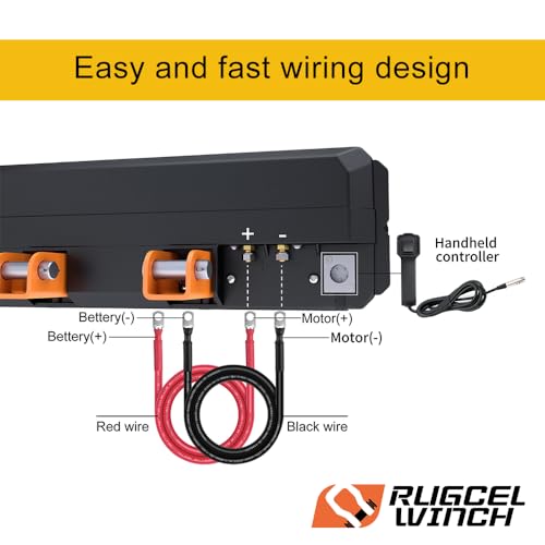 RUGCEL WINCH Portable Winch 12V DC Electric Utility winch,4500lb/2041kg Single Line Pull with Steel Mounting Plate, Integrated Hawse Fairlead and Synthetic Rope,Infrared remote control,atv utv winch