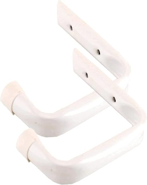 Garage Storage Ladder Hooks Brackets 2 Pieces Universal Wall Mount Rack Utility Organizer Hanger Heavy-Duty Tool Hooks for Bike, Chair, Hose, Tools, Shed, Bulk Items (White)