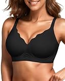 DEANGELMON BH Damen ohne Bügel Starker Halt Seamless Bügelloser BHS Bequem Komfort Push up Jelly BH Nahtloser Tshirt Bra(Schwarz XL)