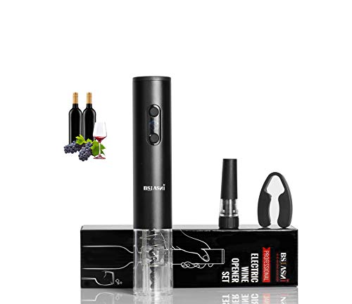 Electric Wine Opener Set,Automatic Cordless Electric Wine Bottle Corkscrew Opener Wine Accessory Set With Removable Foil Cutter,Vacuum Wine Stopper,Best 3 In 1 Gift Set For Wine Lovers(Black) #TOP18