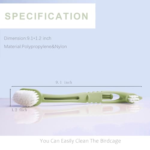 Image of Bird Cage Cleaning Brush with Long Ergonomic Handle - Durable Bristlesfor Cleaning Parrot Cages, Kennels, and Perches,Removes Poop and Keeps Bird Cages Fresh,Essential Bird Cage Accessory