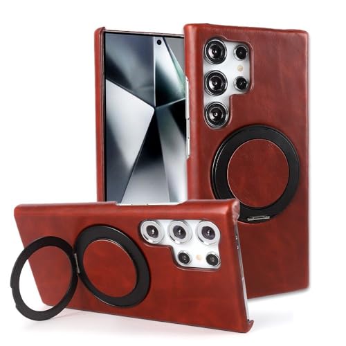 Coque Samsung Galaxy S24 Ultra de luxe rouge rubis avec support magnétique haut de gamme