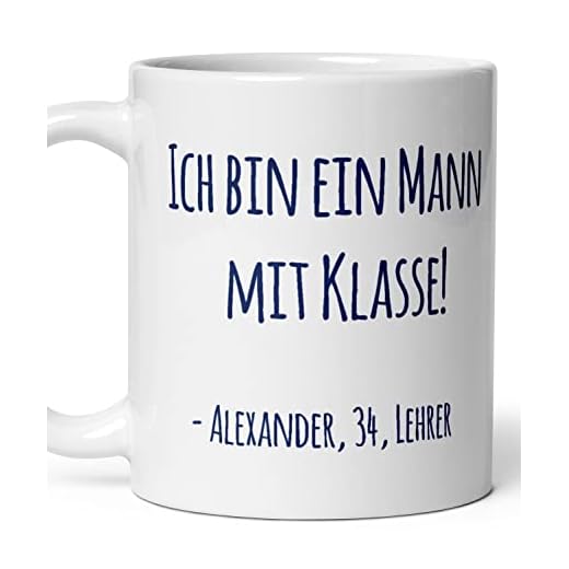 Zimbau Tasse für Lehrer | "Ein Mann mit Klasse" | personalisiert mit Namen