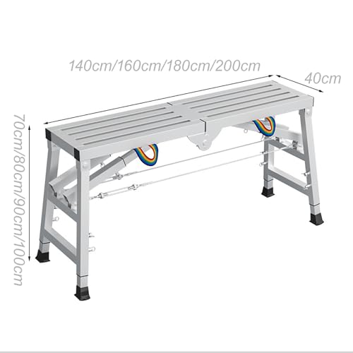 Plataforma de trabajo plegable y taburete de escalera en acero con carga de 300kg 3
