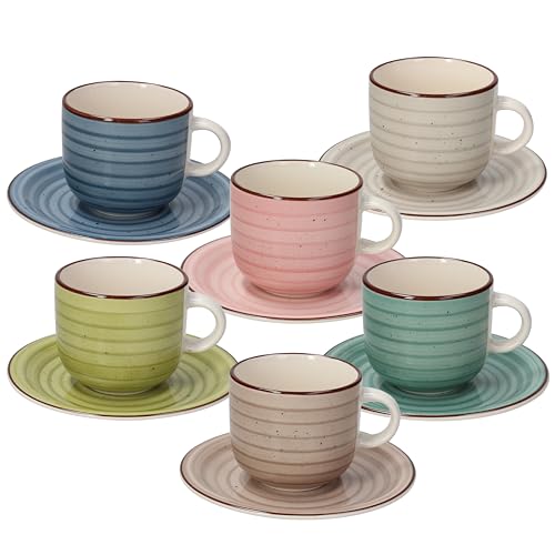 Tognana Urban Pastel, Tazas de té con plato, Cerámico, multicolor