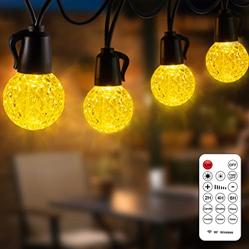 Guirlande Lumineuse, Blanc Chaud Cristal Style15M 20LED, G40 Guirlande Lumineuse avec Télécommande IP65 Étanche Dimmable pour Jardin, Chambre, Fête, Mariage Cover