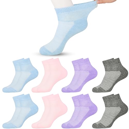 Jeasona 8 Paare Diabetikersocken Damen Ohne Gummi 39-42 Bunt Bambus Sneaker Socken Extra Weit Warm