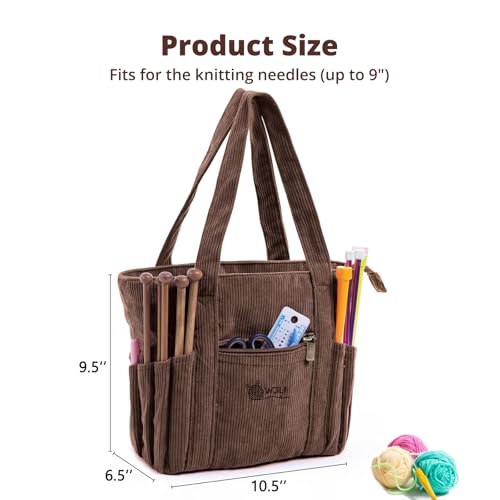 Image of Crochet Bags and Tote Bags - Corduroy Wire Bags - Yarn Clips for Crochet - Functional Crochet Hook and Crochet Accessories Lots of Crochet Bags for Crochet Lovers, Thanksgiving Gifts