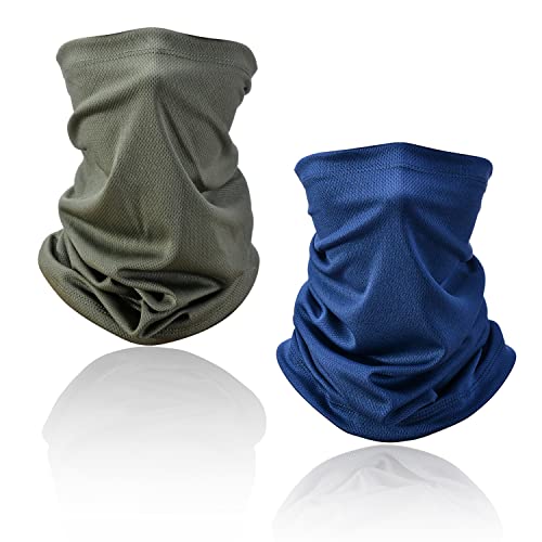 QEEQPF Diadema de pañuelo facial de 2 piezas, calentador multifunción para la cabeza, protector facial y del cuello, calentador transpirable anti-ultravioleta.(Azul marino y verde militar)