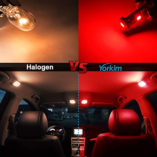 Yorkim 194 Led Bulb Red Canbus Error Free 3-Smd 2835 Chipsets, T10 Red Interior Led For Car Dome Map Door Courtesy License Plate Trunk Lights With 194 168 W5W 2825 Socket, Pack Of 10 #TOP2