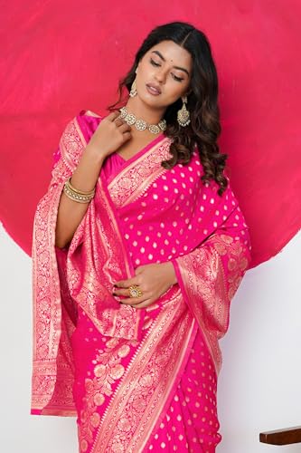 Image of Subham Saree for Woman Silk Cotton Kanjivaram | Soft Daily Wear Golden Zari Sari with Jacquard Blouse Piece