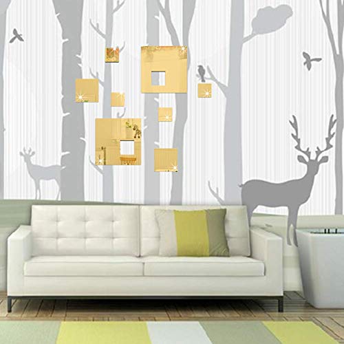 PLUS PO Wand Spiegel 3D Wallpaper Acryl Spiegel Acryl Spiegel Wohnzimmer Spiegel Wand Schlafzimmer Wand Spiegel Wandtattoos Günstige Tapete Gold