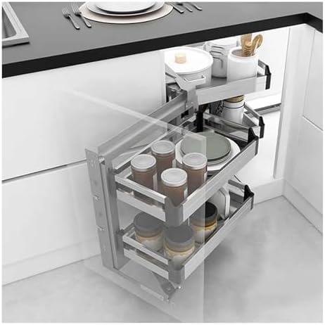 2-Tier Stainless Steel Corner Pull-Out Basket for Blind Cabinets, 100kg Load Capacity, Kitchen Storage Organizer, Ideal for Home Coffee, Right Door Opening