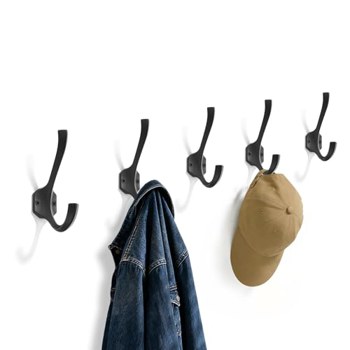AVICCI 5 Pack Coat Hooks Matte Black Towel Hooks Robe...