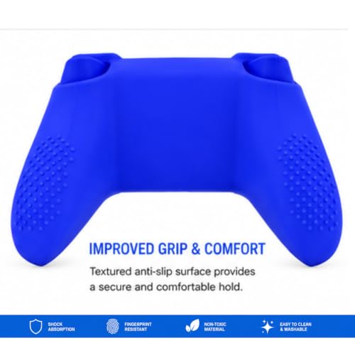 Image of TMG X Series X /S Controller Skin,Anti-Slip Protector Set Compatible with Xbox Series X /S Controller-Silicone Cover with 2 Thumb Grips Caps (Blue)