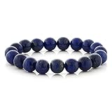 Gorgeous 10mm Round Genuine Lapis Stretchy Bracelet Fits up to 8.5 inch wrist