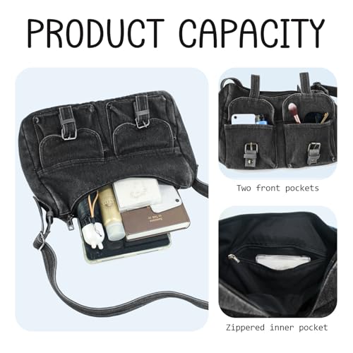 Bolso de lona vaquera tipo bandolera unisex retro miniatura 5