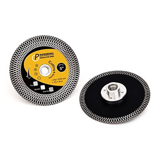 PANFREET 5″ Tile Diamond Grinding Blade Porcelain Tile Blade with 5/8″-11 Arbor Cutting for Ceramic Tiles,Granite,Marble