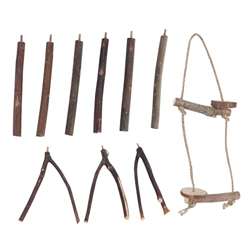 ifundom 1 Set Hanging Parrot Swing Wood Bird Rack for Parakeets Easy to Install Durable Pet Bird Accessories