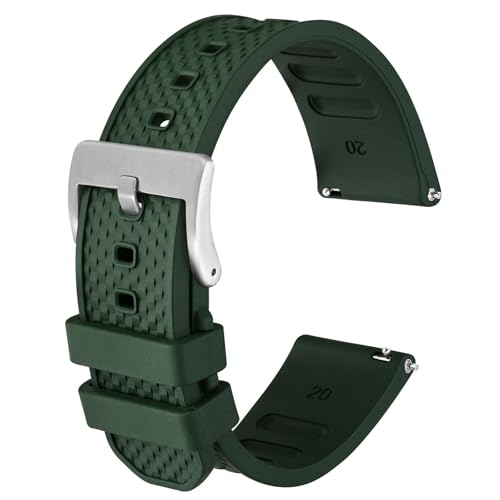 Bracelet montre caoutchouc 20mm étanche avec grille texturée anti-transpiring