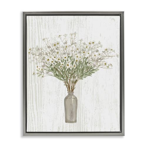 Country Wildflower Rustic Plank, 16 x 20 Inch Canvas in Floater Frame