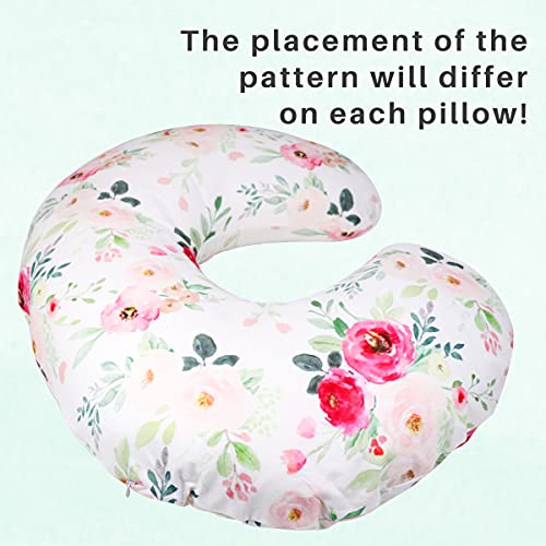 Image of TANOFAR Floral Nursing Pillow Cover, Breastfeeding Pillow Slipcover for Baby Boys & Girls, Nursing Pillow Case for Newborn, Soft Fabric Fits Snug On Infant, Washable & Breathable, Watercolor Flower
