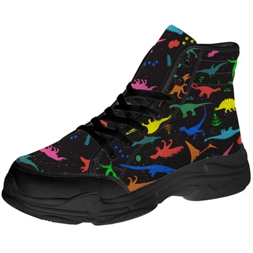 Quorax Men's Women's Dinosaur High Top Sneakers Lace-Up Canvas Shoes Gifts for Women Men3