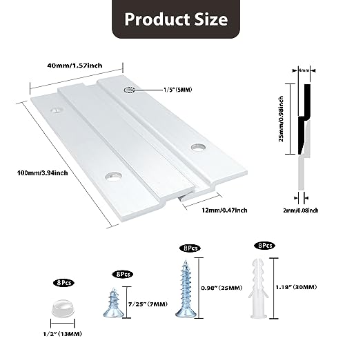 Image of French Cleat Picture Hanger, Aluminum Z Hanger Interlocking Wall Mounting Bracket Hardware Kit Z Clips for Hanging Wall Painting, Mirrors, Panels, Artwork, Cabinet, Whiteboard (4inch-4Pairs)