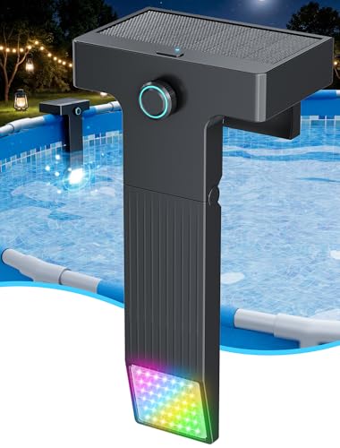 Kompoll Solar Pool Lights for Above Ground Pools(Premium Frame Only) 10-Color 4-Mode LED Poolside Light with Light Sensor Submersible Underwater Pool Lighting Remote Control & Timer Off 1 Pack