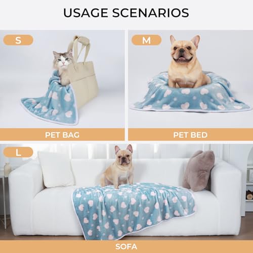 Image of 1 Pack 3 Blankets Super Soft Cute Dot Pattern Pet Blanket Flannel Throw for Dog Puppy Cat Purple /Pink /Cyan Medium