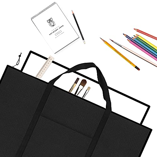 Opret Art Portfolio Tote Bag, 23 X 31 Inches Foldable Black Carry Storage Case Lightweight With Shoulder Strap For Artwork, Poster Boards And Sketching #TOP5