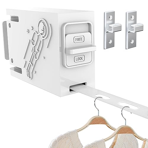 Tekeviss Retractable Clothesline,Portable Heavy Duty Indoor and Outdoor,13.12 Ft Composite TPU Material with 34 Windproof Hanging Holes Prevents Clothes from Gathering and Sagging,Easy to Install