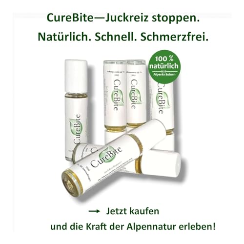 CureBite Roll-on bei: Mückenstiche, Insektenstich & Juckreiz - 100% natürlich aus den Alpen, mit Spitzwegerich & Arnika - 200 Anwendungen - Made in Germany - Mückenstich Stift. (3)