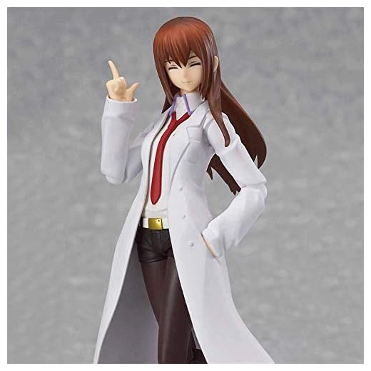 Makise Kurisu hand-made model, standing in white clothes, 14cm/5.5 inches PVC material, beautiful appearance, long reddish brown hair, blue pupils, white skin.