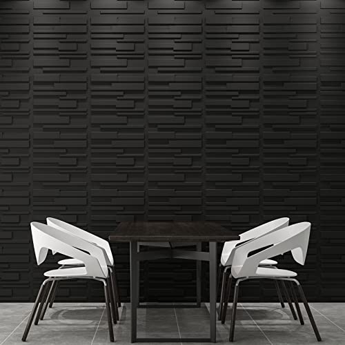 Image of Art3d Decorative 3D Wall Panels 12 Pack 19.7 inch x 19.7 inch Creative Wall Panel for Indoor Decoration, Carbon Black