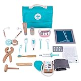 Juego imaginativo K9CK Doctora Juguetes en Madera - Infantil Maletín de Médico Juguete con Medidor de presión Arterial Estetoscopio Juego de rol Regalos para Niños 2 años