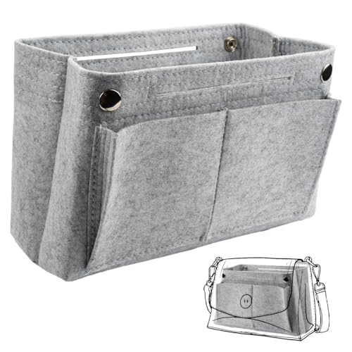 Filz Taschenorganizer Handtaschen Organizer Tasche 24X8X15 Cm Innentasche für Handtaschen Innenorganizer, Handtasche Organizer Einsatz mit Mehreren Fächern, Taschen Innen Organizer für Mädchen, Grau