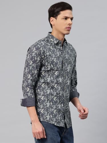 Image of Majestic Man Men's Stylish Floral Print Slim Fit Casual Shirt - Pure Cotton| Full Sleeve | Trendy & Comfortable