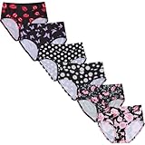 WhilyeePam Women's Underwear Plus Size XL-6XL Panties Briefs High Waist Rose Floral Print 6 Pack Undies (US, Alpha, X-Large, Regular, Regular, 6 pack black floral underwear 6bf)