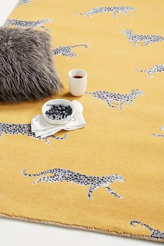 Tapete decorativo de lana con diseño animal moderno 5x8 pies miniatura 2
