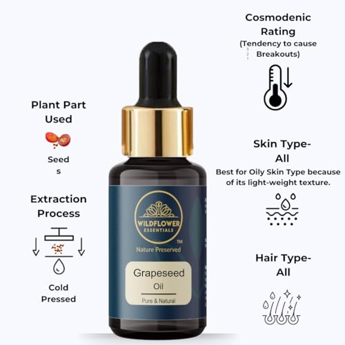 Image of 100% Pure & Natural Grapeseed Oil Cold Pressed For Face Skin Hair Body Anti Ageing Lightweight Undiluted Carrier Oil 30ml