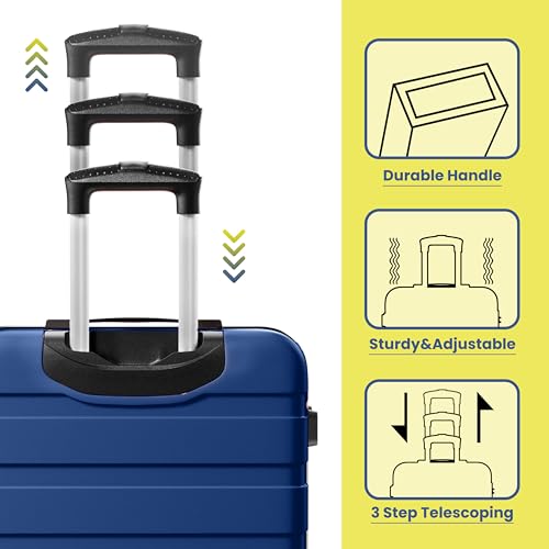 Image of AnyZip Luggage PC ABS Hardside Lightweight Suitcase with 4 Universal Wheels TSA Lock 20 24 28 Inch, DarkBlue, 3 piece set (20 /24 /28), Fashion