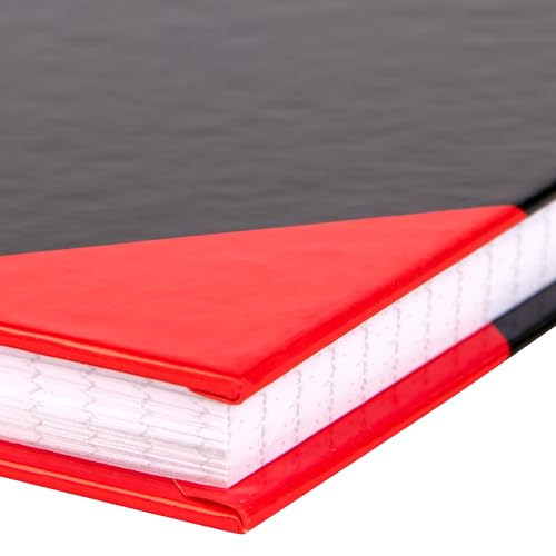Idena 90368 - Notizbuch A7, 6 Stück, Kladde kariert mit 96 Blatt, 70 g/m², Hardcover Einband in Rot-Schwarz