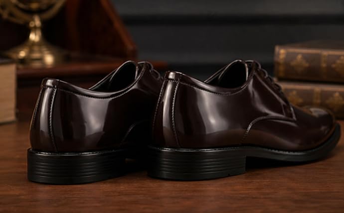 Image of High-Gloss Formal Derby Shoes, Patent Synthetic Upper, Airmix Sole, for Tuxedos and Formal Suits, Black-Tie Events