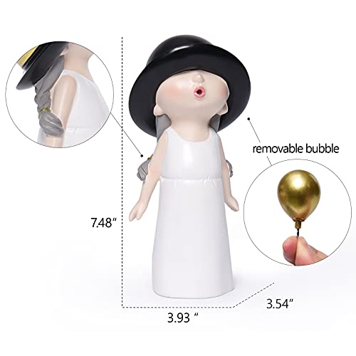 Kakizzy Small Figurines Decor, Black And White Little Girl Living Room Table Figures Small Shelf Decor Items Resin Home Décor Accents Fun Nick Nacks House Statue Decor Indoor For Office, C-Girl Black #TOP1