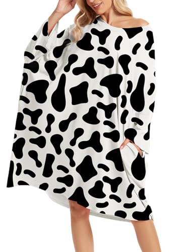 Image of CRIPOM Plus Size Moo Moos for Women Oversized Sleep Shirts for Women Oversized Nightgown with Pocket Fit S-5XL