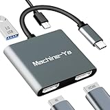 Machine-Ya USB C to Dual HDMI Adapter 4K@60hz,USB C Dual Monitor Adapter with USB 3.0, 100W PD, Type C to Dual HDMI Splitter Extend Display for Chromebook, MacBook, Laptop, HP...