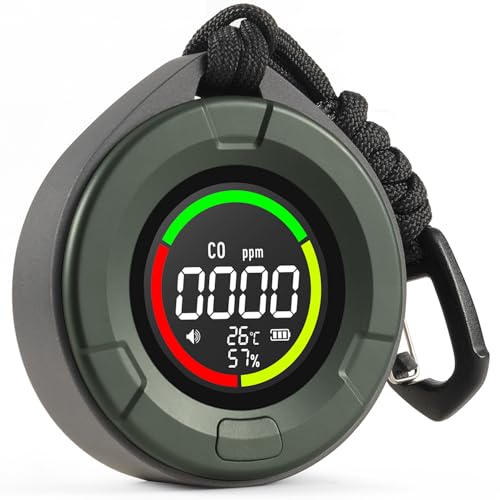 DS-100 Portable Carbon Monoxide Detector for Travel, 140H Standby, CO Detector with Magnetic Back, 3-in-1 CO Monitor with Audible & Visual Alarm for Camping, Hotel, Car & RV