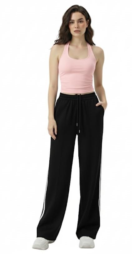 Image of FASHA Women Jogger & Crop Top Set | Stylish 2-Piece Co-Ord Lounge Wear for Women | High Waist Joggers with Trendy Crop Top | Casual Wear | Gym Wear | Travel Outfit|Tracksuit Co-Ord for Girls